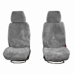 Fits Ford Transit Luxury Motorhome Faux Sheepskin Seat Covers (Pair NO Armrests) - Dark Grey