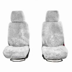 Fits Ford Transit Luxury Motorhome Faux Sheepskin Seat Covers (Pair NO Armrests) - Light Grey