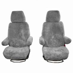 Mercedes Sprinter Luxury Motorhome Faux Sheepskin Seat Covers (Pair WITH Armrests) - Dark Grey