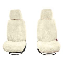 VW Transporter Luxury Motorhome Faux Sheepskin Seat Covers (Pair NO Armrests) - Cream