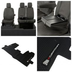 Ford Transit MK9 Van (Inc Tipper) Tailored Front Seat covers and Front Rubber Floor Mats - Black (2019 Onwards)