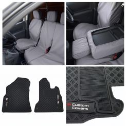 Peugeot Partner Tailored Front Seat covers and Front Rubber Floor Mats - Grey (2008-2018)