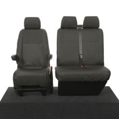 VW Transporter T5/T5.1 Caravelle Tailored Front Seat Covers (Single+Double) - Black (2003-2015)