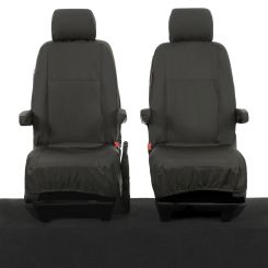 VW Transporter T5/T5.1 Caravelle Tailored Front Seat Covers (Single+Single) - Black (2003-2015)