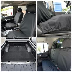Nissan Navara D40 Tailored Front & Rear Seat Covers & Trunk Liner - Black (2005-2016)