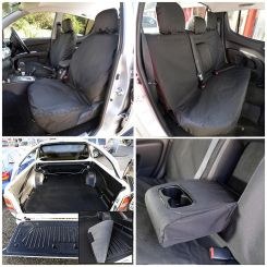 Mitsubishi L200 Tailored Front & Rear Seat Covers & Trunk Liner - Black (2010-2015)