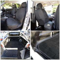 Mitsubishi L200 Tailored Front Seat Covers & Trunk Liner - Black (2010-2015)