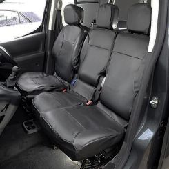 Peugeot Partner Leatherette Tailored Front Seat Covers - Black (2008-2018)