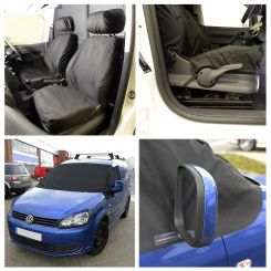 VW Caddy Tailored Front Seat Covers & Custom Screen Wrap - Black (2004-2020)