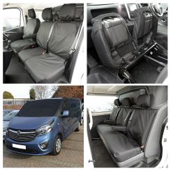 Renault Trafic Crew Van Tailored Front & Rear Seat Covers & Screen Wrap - Black (2014 Onwards)