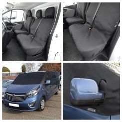Renault Trafic Standard Van Tailored Front Seat Covers & Custom Screen Wrap - Black (2014 Onwards)