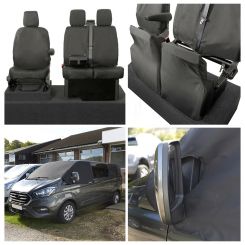 Fits Ford Transit Custom - Tailored Front Seat Covers & Custom Screen Wrap - Black (2013 Onwards)