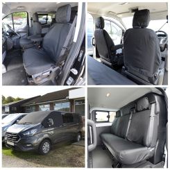 Ford Transit Custom (DCIV) Tailored Front & Rear Seat Covers & Custom Screen Wrap - Black (2013 Onwards)
