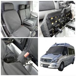 VW Crafter Tailored Front Seat Covers & Custom Screen Wrap - Black (2010-2017)