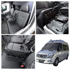 Mercedes Sprinter Leatherette Tailored Front Seat Covers & Custom Screen Wrap - Black (2010-2018)