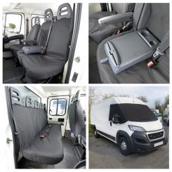 Citroen Relay Crew Cab Tailored Front & Rear Seat Covers & Custom Screen Wrap - Black (2006-2022)