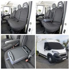Peugeot Boxer Tailored Front Seat Covers & Custom Screen Wrap - Black (2006 Onwards)